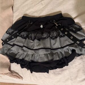 Black and White Ruffled Mini Skirt